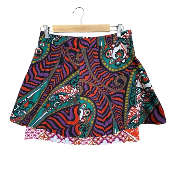 Anthropologie Odille Tiered Cotton Mini Skirt Paisley Size 2 - Picture 2 of 7